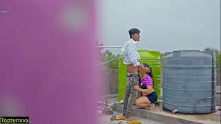 Hindi real Hot Sex at roof! Plz Don't Cum Inside cunny